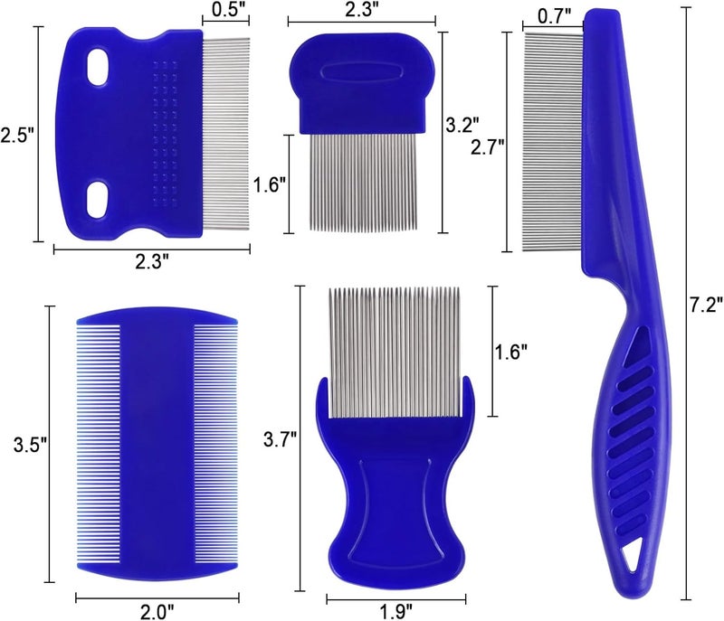CAPHONT 6 Pack Flea Comb for Cats Dogs,Stainless Steel Dog Cat Grooming Combs With Rounded Teeth,Double-Sided Tear Stain Remover,Dematting Comb For Dogs Cats Ideal for Small, Medium & Large Pets (Blue) - Image 2